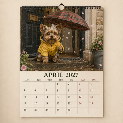 🐶📅 2027 Yorkshire Terrier Wall Calendar – 12 Months of Adorable Yorkies