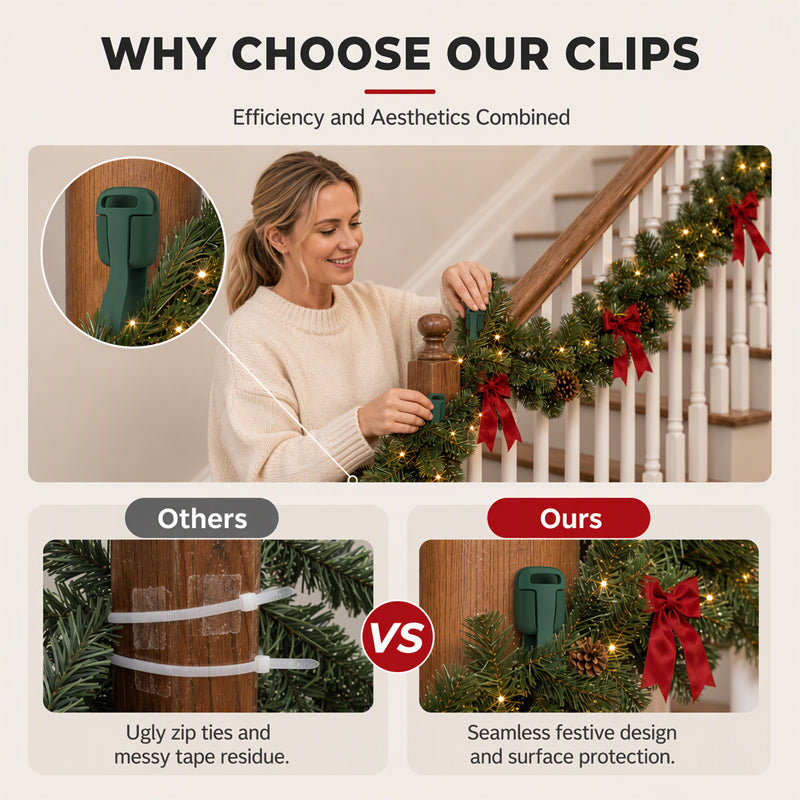 🎄 Christmas Garland Clips – Heavy-Duty Holiday Decoration Hangers