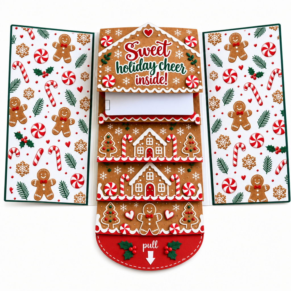 🎄🎁 Christmas Pull-Tab 3D Greeting Card – Interactive Sliding Design