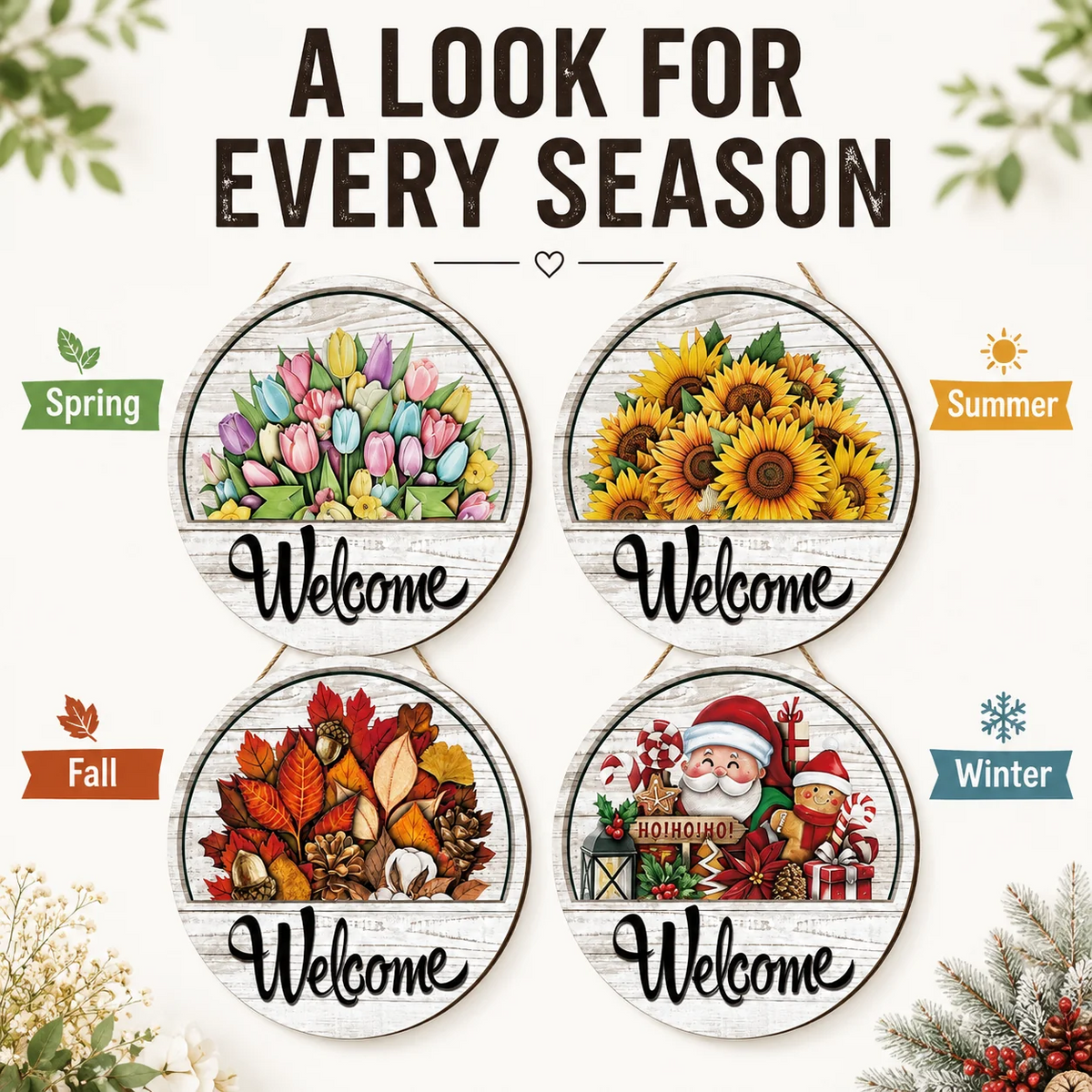 🍂 Magnetic Welcome Sign – 16PCS Seasonal Front Door Decorations