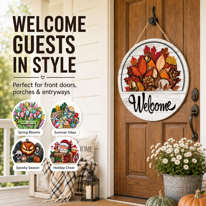 🍂 Magnetic Welcome Sign – 16PCS Seasonal Front Door Decorations