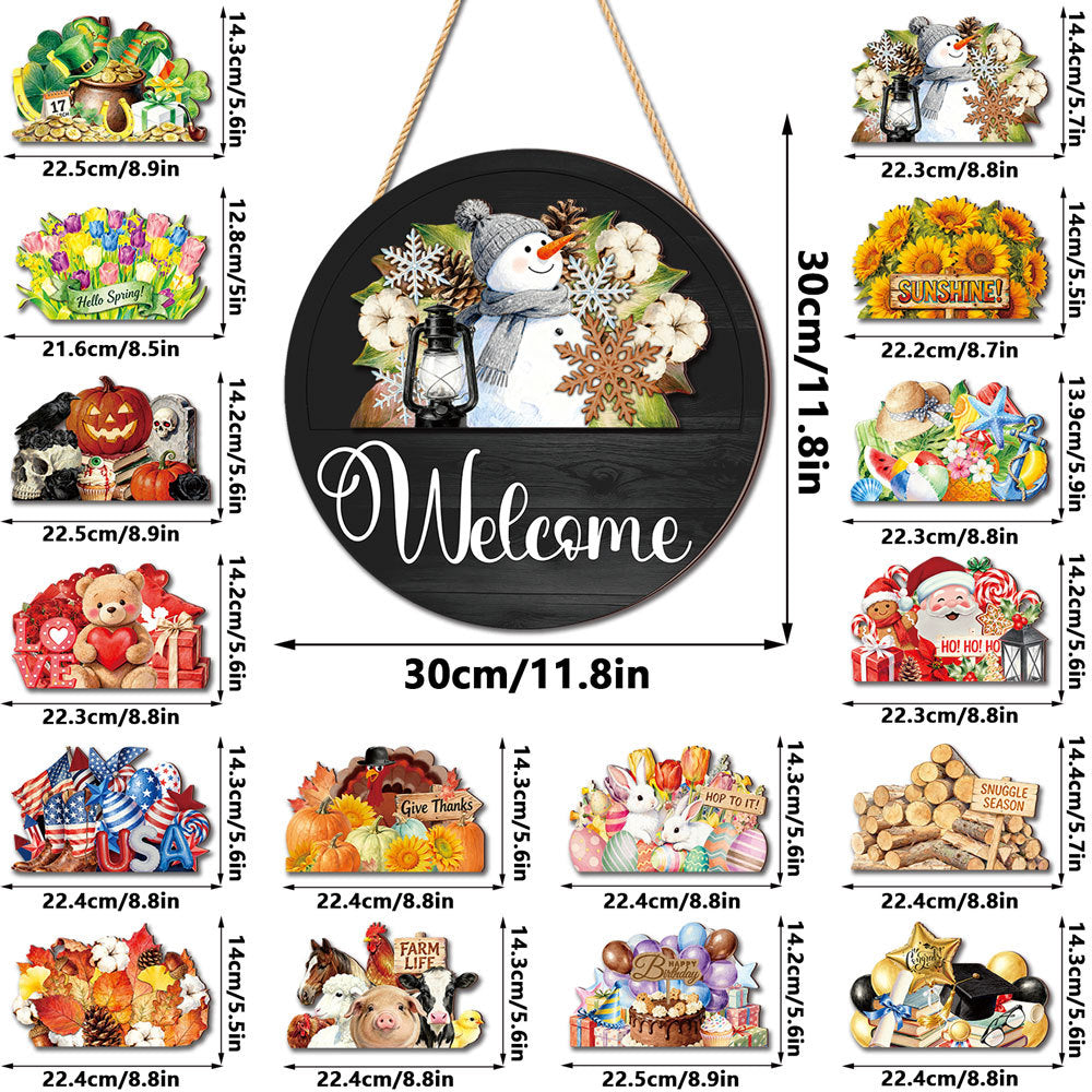 🍂 Magnetic Welcome Sign – 16PCS Seasonal Front Door Decorations