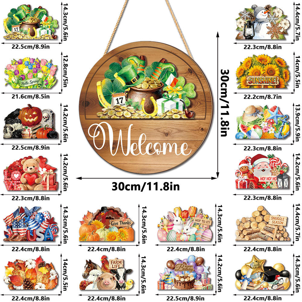 🍂 Magnetic Welcome Sign – 16PCS Seasonal Front Door Decorations