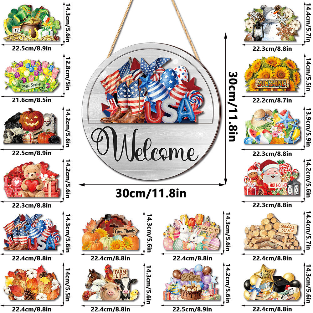 🍂 Magnetic Welcome Sign – 16PCS Seasonal Front Door Decorations