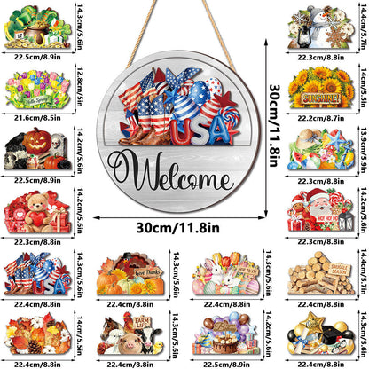 🍂 Magnetic Welcome Sign – 16PCS Seasonal Front Door Decorations
