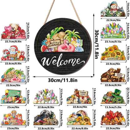 🍂 Magnetic Welcome Sign – 16PCS Seasonal Front Door Decorations