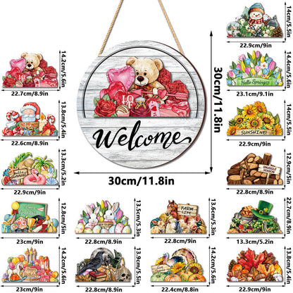 🍂 Magnetic Welcome Sign – 16PCS Seasonal Front Door Decorations