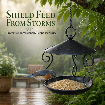 🐦 Covered Hanging Bird Feeder – Keep Bird Seed Drier Outdoors