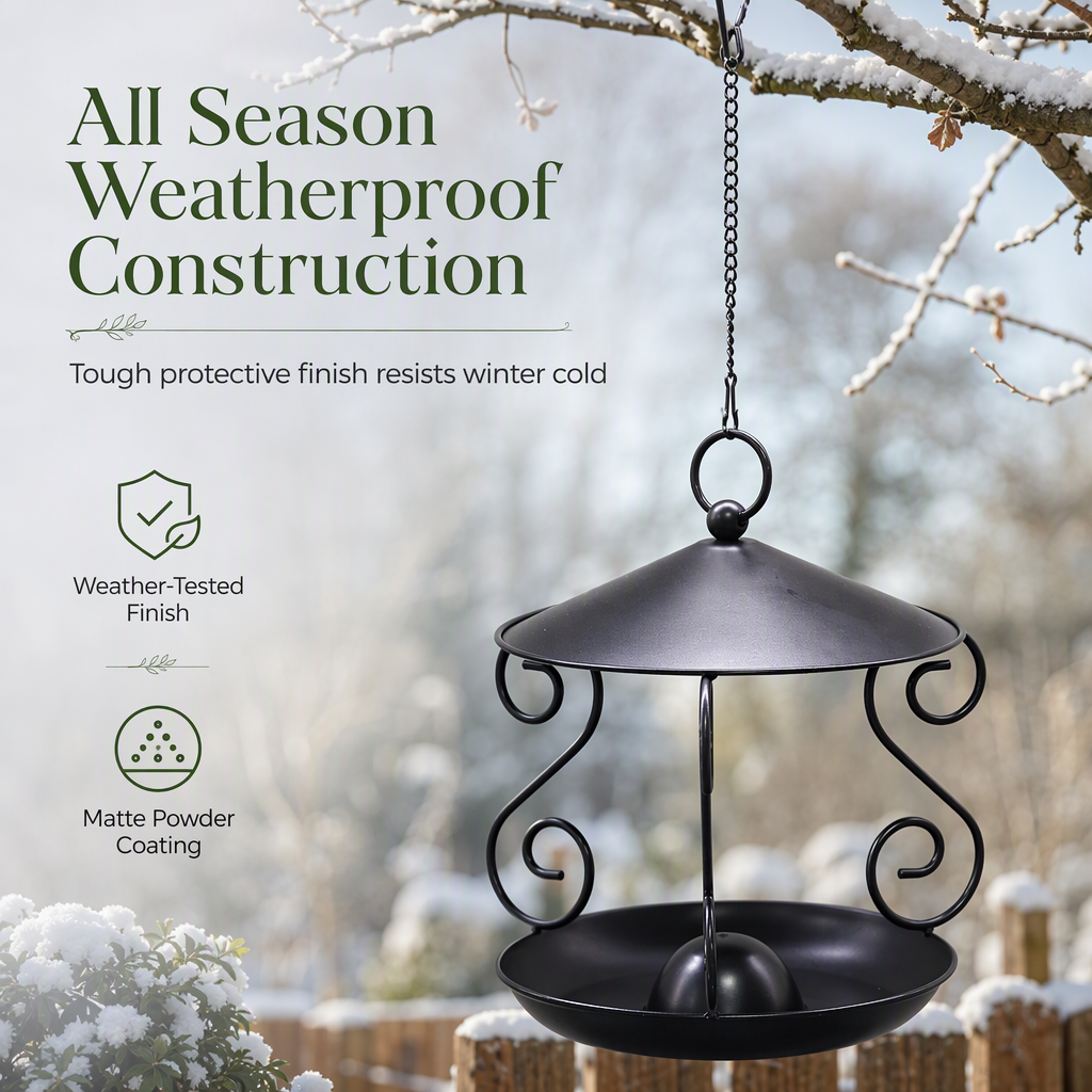 🐦 Covered Hanging Bird Feeder – Keep Bird Seed Drier Outdoors