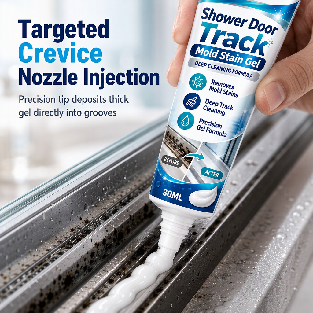 Bathroom Mold Remover Gel for Shower Door Grooves and Glass Tracks Black Mold Stain and Limescale Cleaner Set with Sponge 30ml