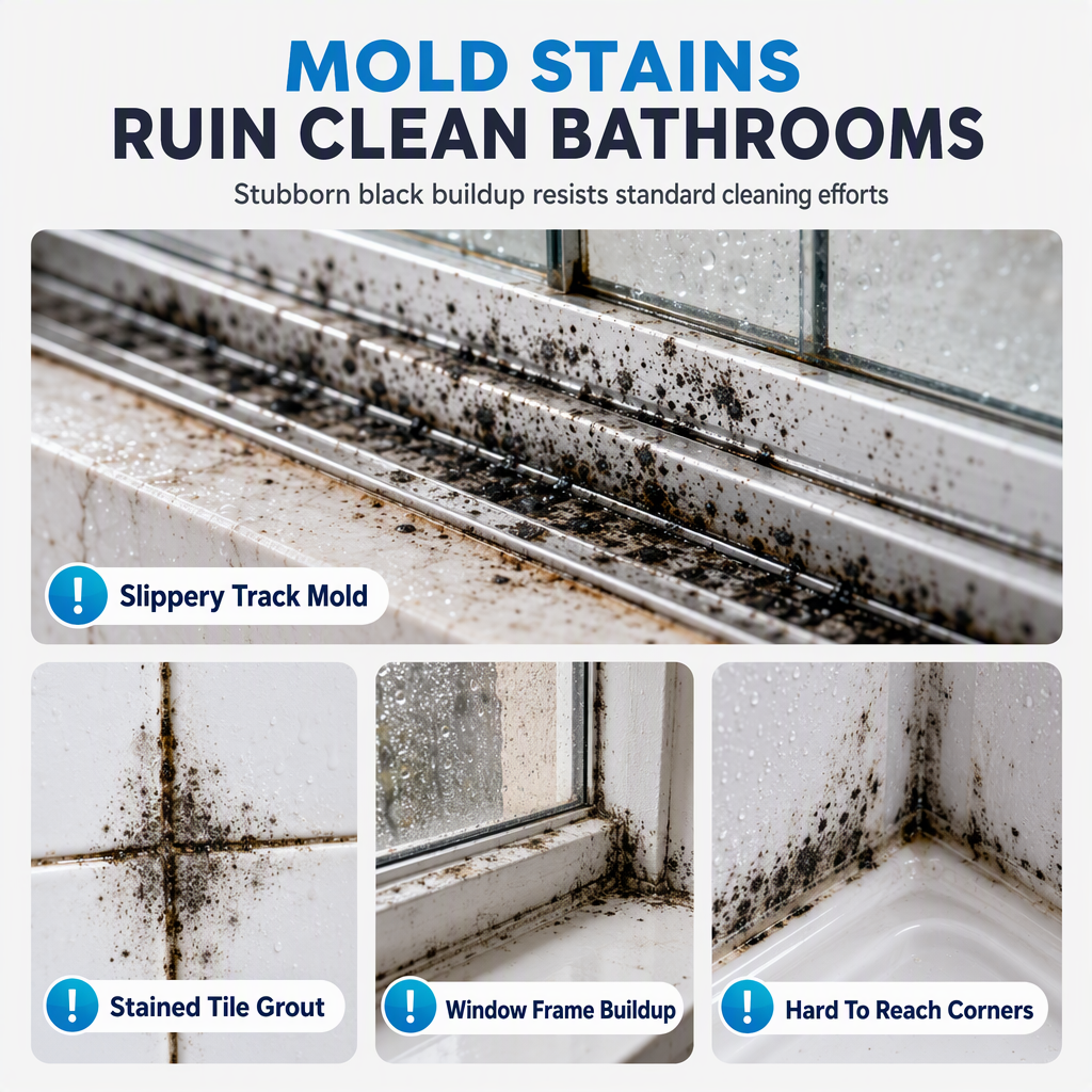 Bathroom Mold Remover Gel for Shower Door Grooves and Glass Tracks Black Mold Stain and Limescale Cleaner Set with Sponge 30ml