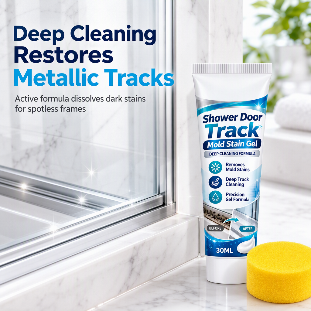 Bathroom Mold Remover Gel for Shower Door Grooves and Glass Tracks Black Mold Stain and Limescale Cleaner Set with Sponge 30ml