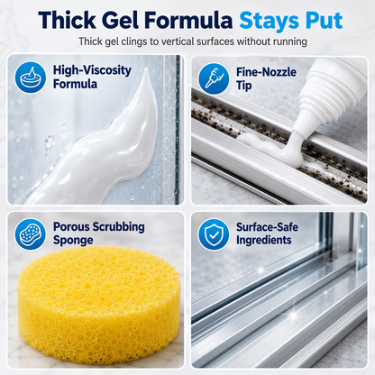 Bathroom Mold Remover Gel for Shower Door Grooves and Glass Tracks Black Mold Stain and Limescale Cleaner Set with Sponge 30ml