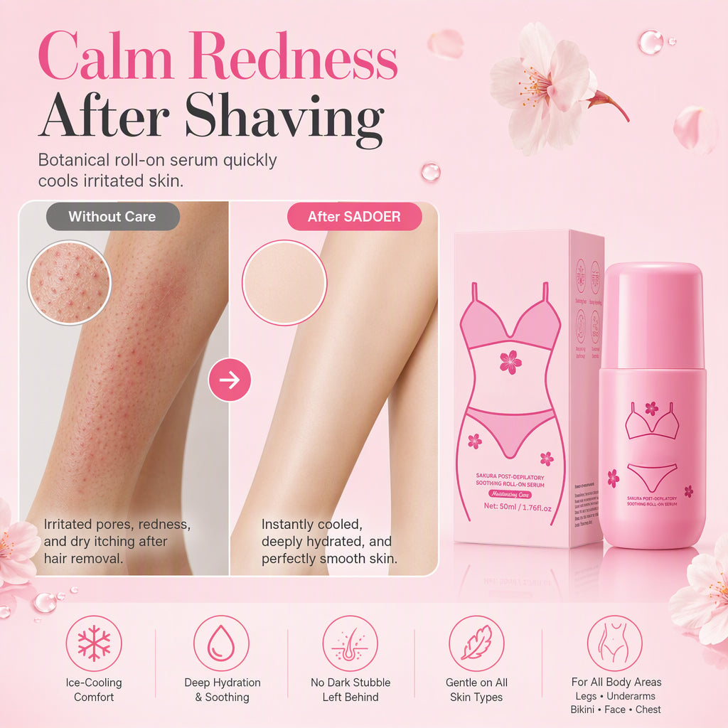 Cherry Blossom Post Hair Removal Soothing Roll On Serum 50ml for Calming Skin Redness and Irritation