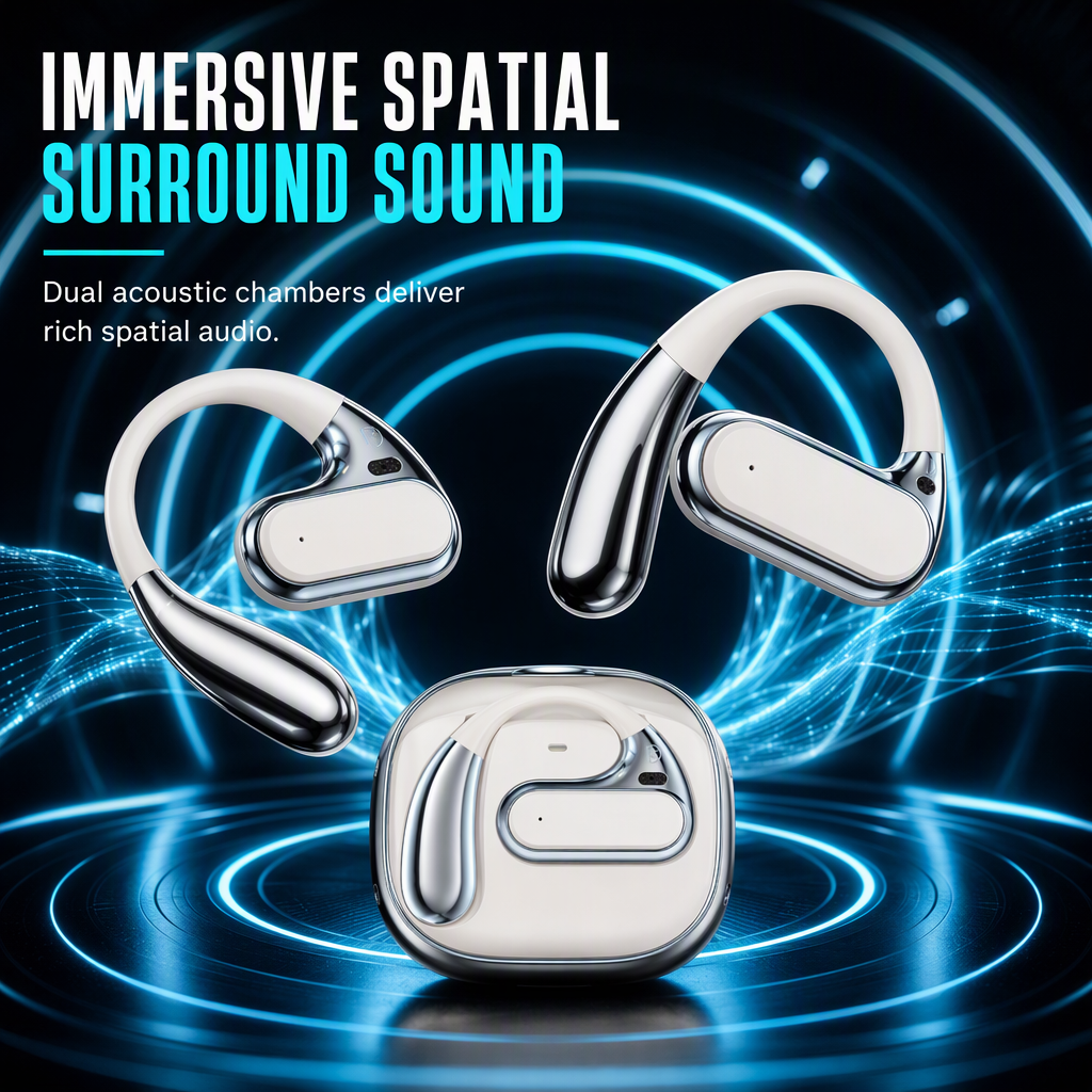 🎧 Open-Ear Sports Headphones – Wireless Earhook Earbuds for Running & Fitness